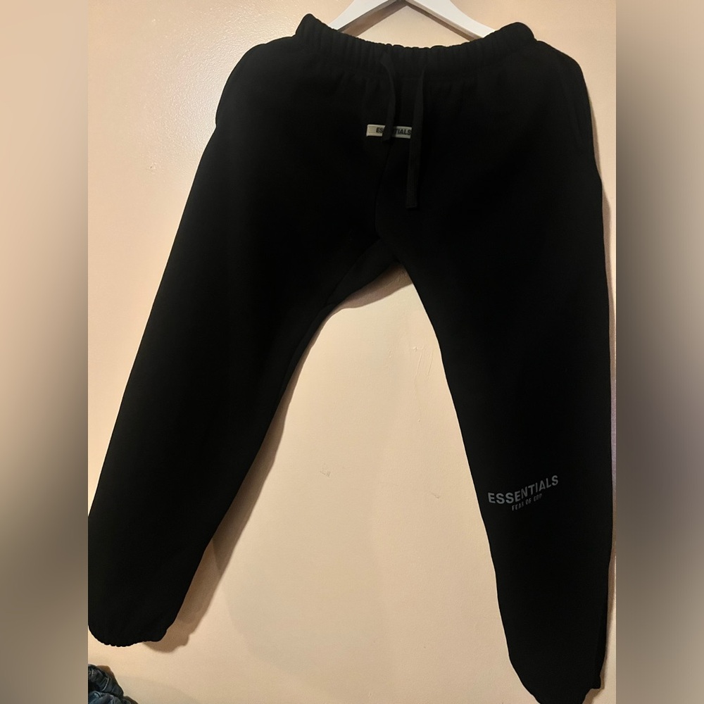 Fear of God Essentials black women’s sweatpants joggers small fitted street fog - Picture 2 of 5